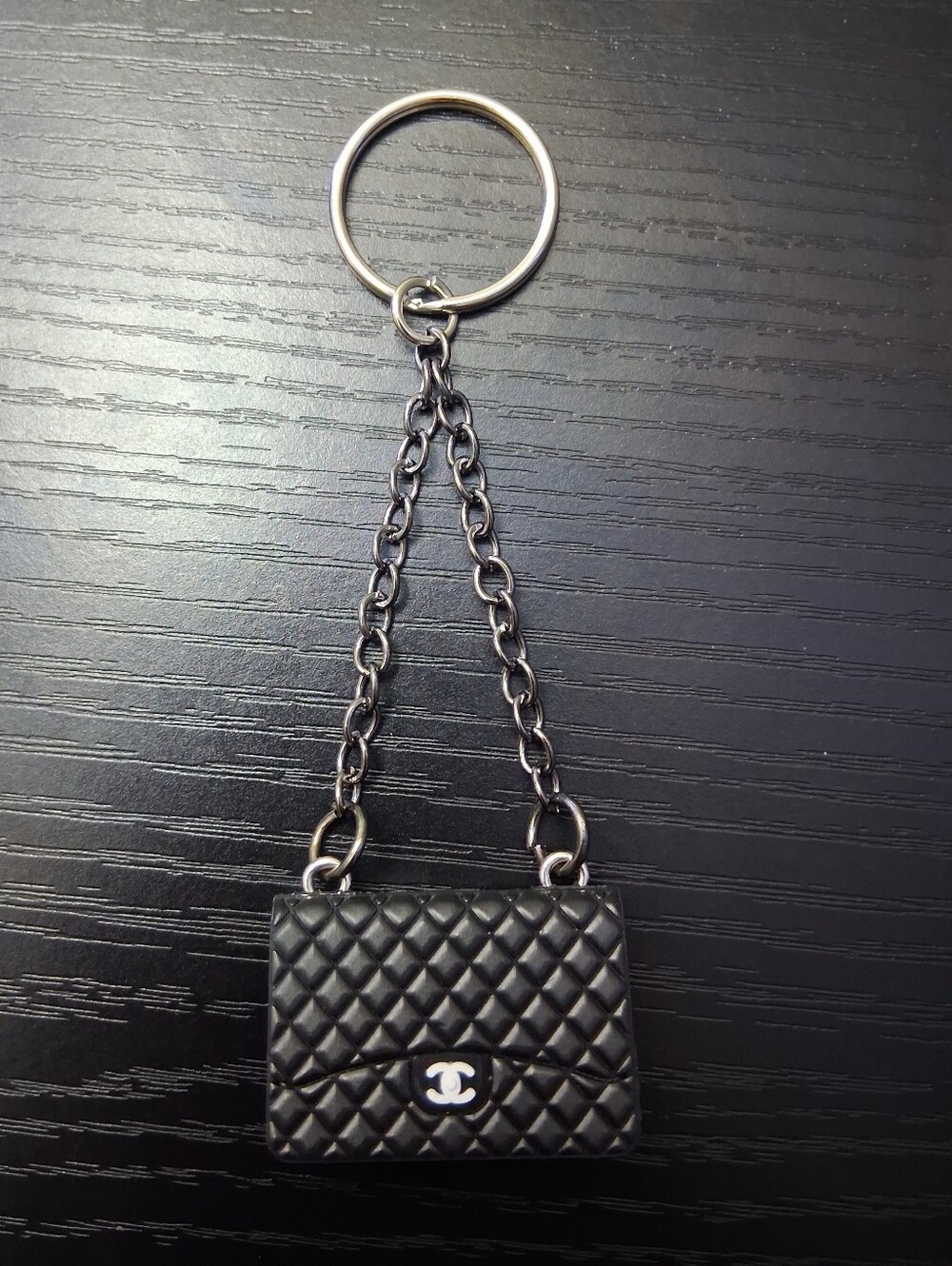 Black Quilted Fashion Mini Bag Keychain